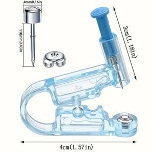 2 Ear Piercing Disposable Guns W/Stainless Steel Cubic Zircon Stud Ears Lip Nose